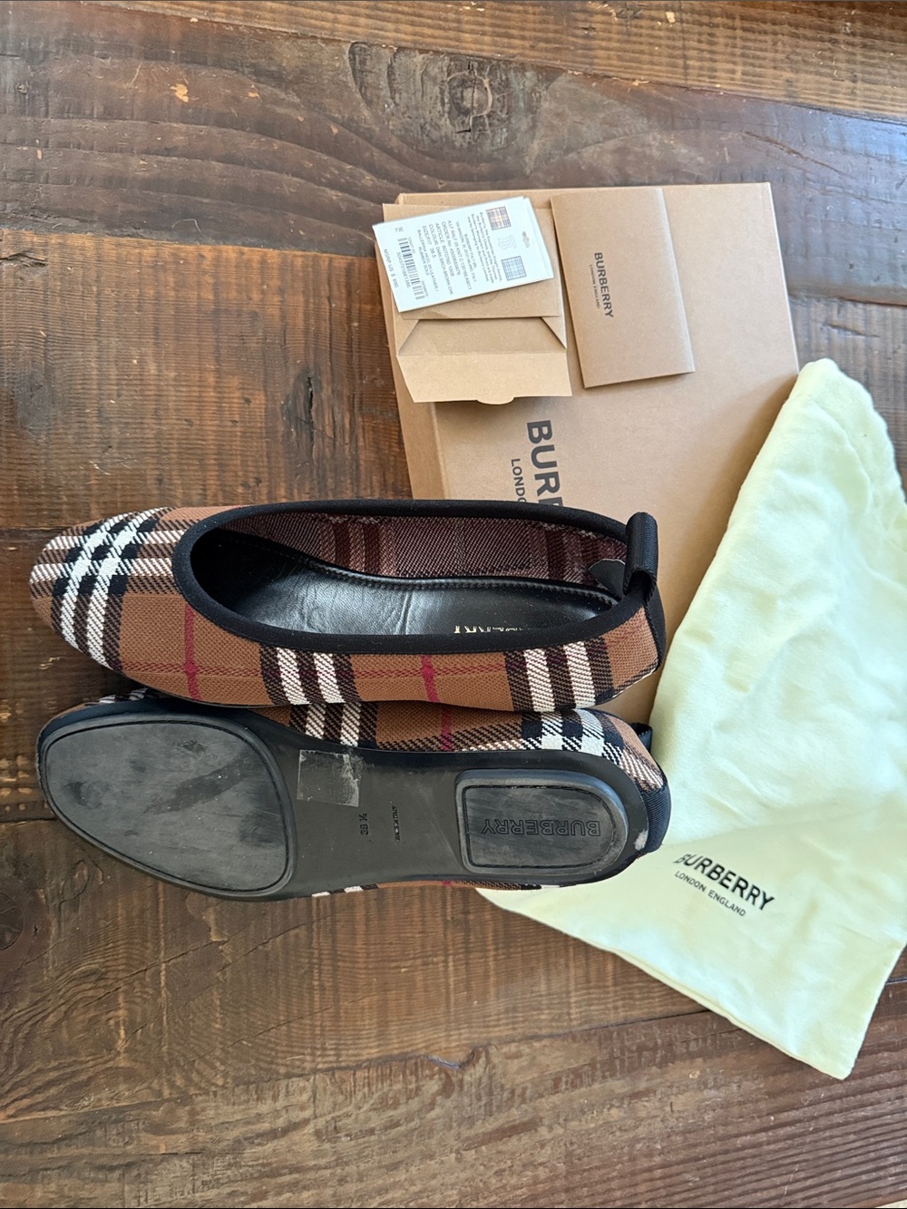 Burberry Brown & Black Vintage Check Ballet Flats - Picture 2 of 2